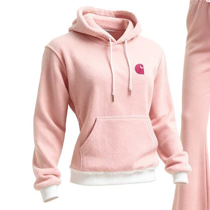 🔥𝗖𝗹𝗲𝗮𝗿𝗮𝗻𝗰𝗲 𝗦𝗮𝗹𝗲🌟Pink Fleece Hoodie and Flare Sweatpants Set