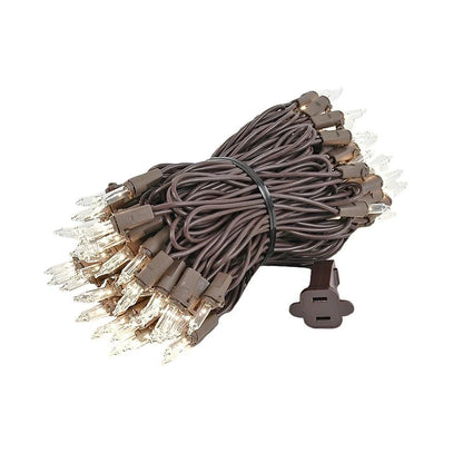 100 Light Christmas Mini Light Set, Black Wire, 34' Long