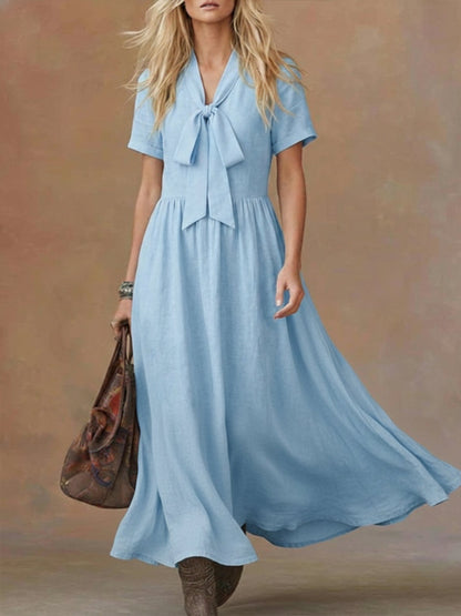 🔥Summer Arrivals🌟Comfortable Linen And Cotton Tie-waist Dress