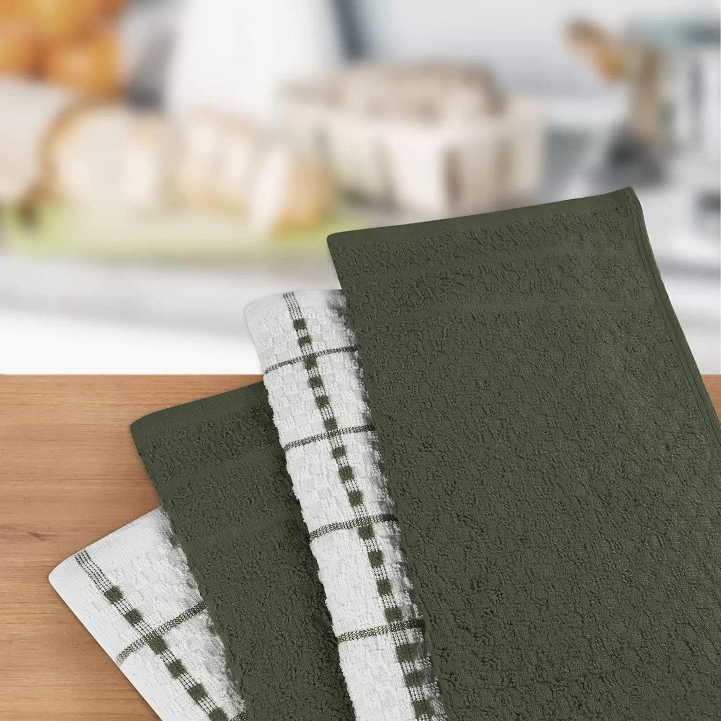 Kitchen Towels 12 Pack, 15 x 25 Inches, 100% Ring Spun Cotton Super Soft and Absorbent Linen Dish Towels, Tea Towels and Bar Towels Set (Black)