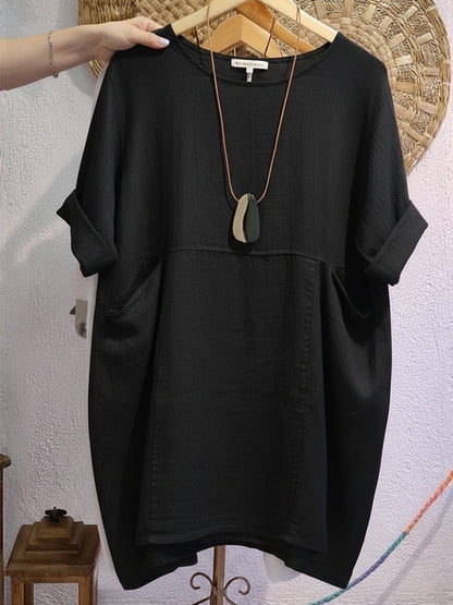 🔥Summer Arrivals🌟Women's Linen And Cotton Round-neck Dress