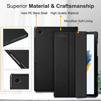 Galaxy Tab A8 10.5” Inch 32 GB Wi-Fi Android 11 Touchscreen International Tablet Bundle – MDTec Hard Back Tri-Fold Stand Cover Case and 64GB microSD Card [Gray]