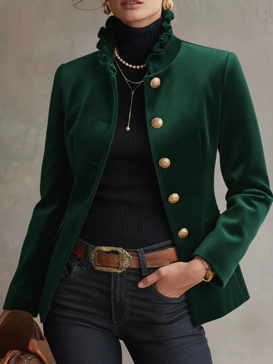 🔥Summer Arrivals🌟Women's Vintage Velvet Gold Button Jacket