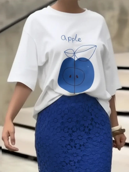 🔥Summer Arrivals🌟Women's Fashionable Apple Print T-shirt
