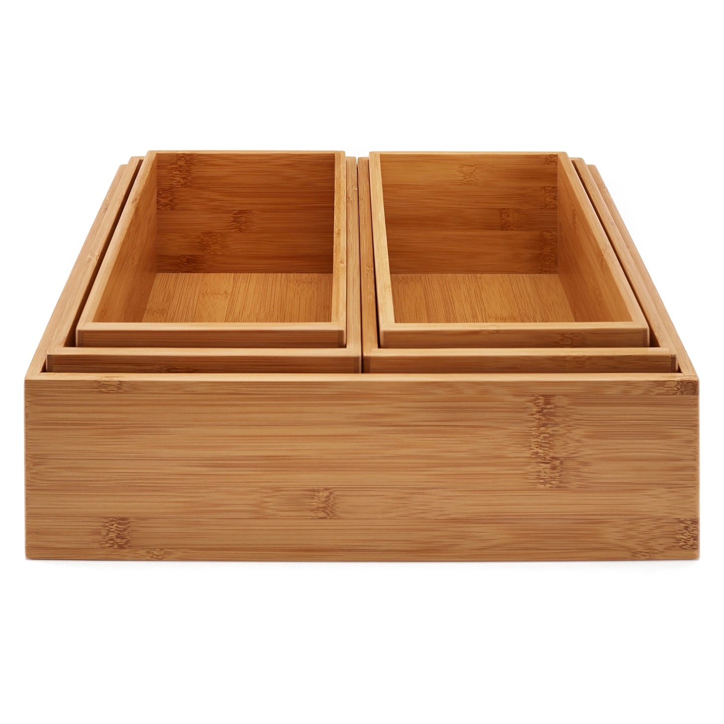 Seville Classics 5-Piece Bamboo Storage Organizer Box Set - Brown