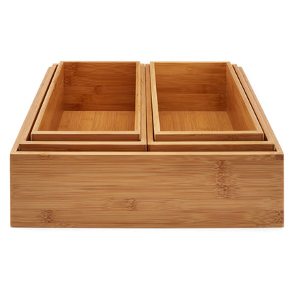 Seville Classics 5-Piece Bamboo Storage Organizer Box Set - Brown