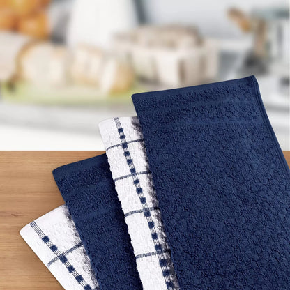 Kitchen Towels 12 Pack, 15 x 25 Inches, 100% Ring Spun Cotton Super Soft and Absorbent Linen Dish Towels, Tea Towels and Bar Towels Set (Black)