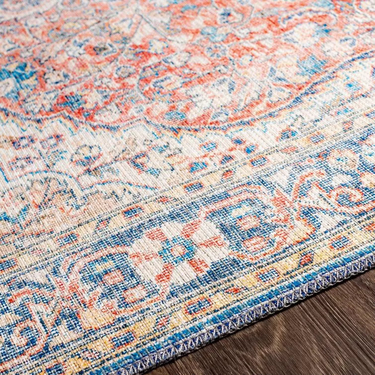 Bria Machine Washable Oriental Dusty Sage/Olive Area Rug