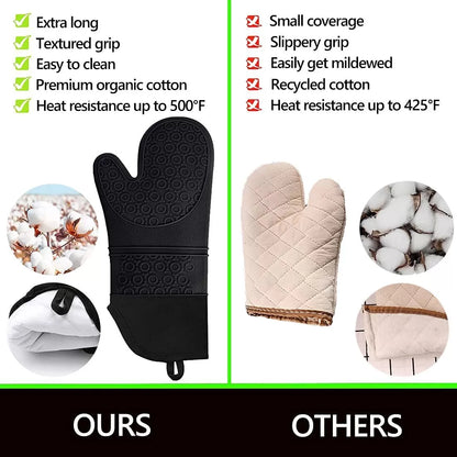 Silicone Oven Mitts and Pot Holders Set