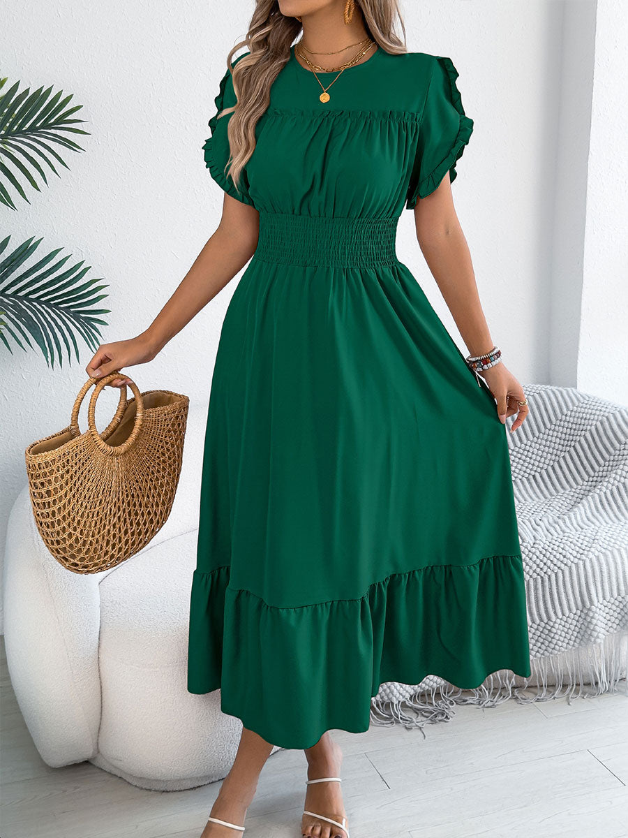🔥Summer Arrivals🌟Women's Casual Ruffled Short-sleeved Maxi Dress