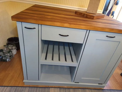 Kitchen Island, Butcher Block Kitchen Island w/Option for Seating, Food Prep, Spice Rack "Berdel"🔥Free Shipping🔥