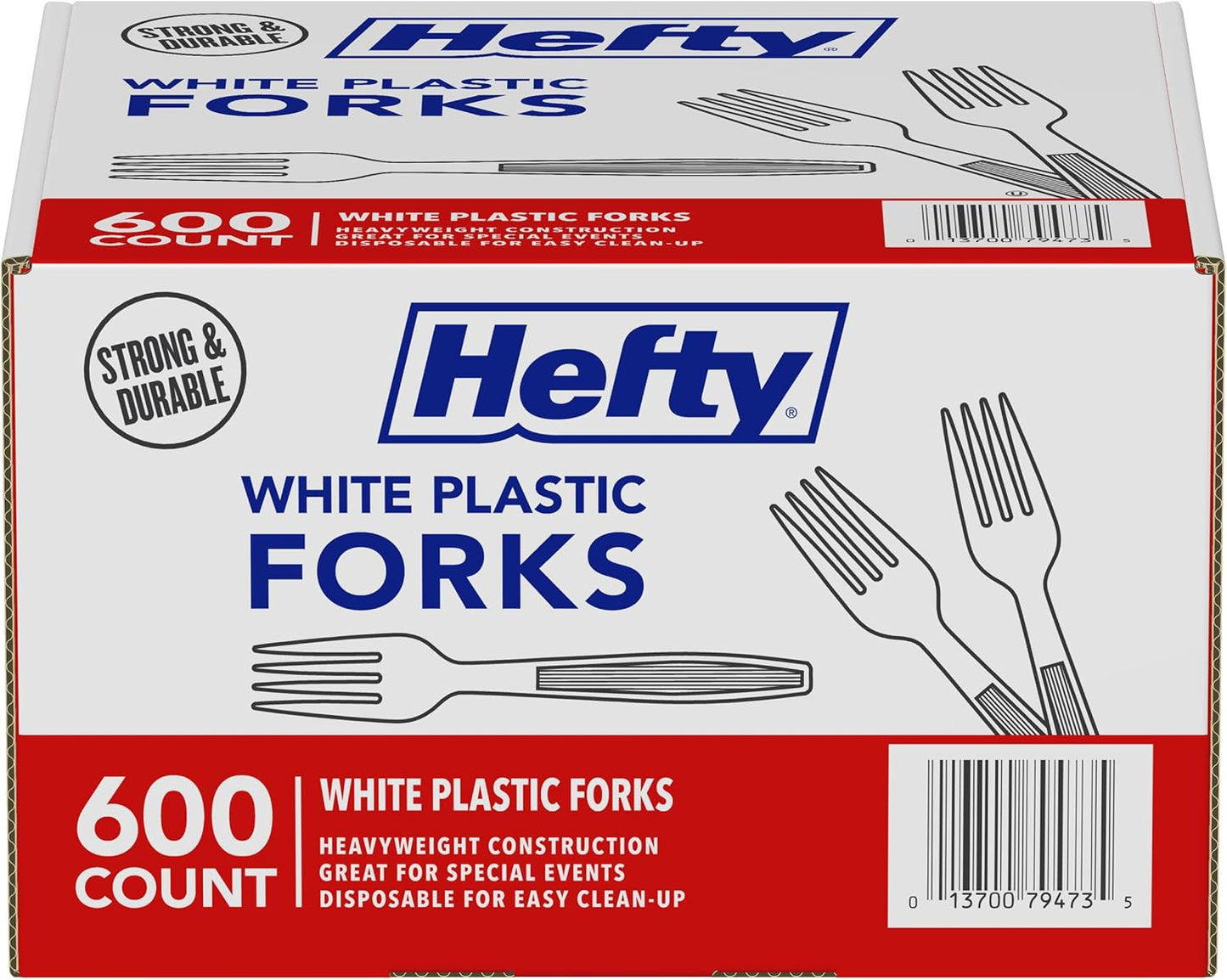 Hefty Heavy Duty Plastic Forks, 300 Count, Bulk Clear Disposable Forks for Offices, Cafeterias, Concession Stands, Restaurants, Large Events, and More