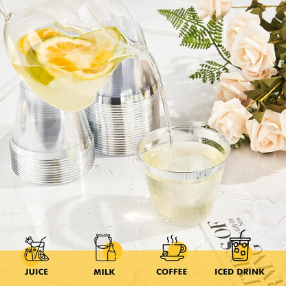 RACETOP 200 Pack 9 oz Clear Plastic Cups for Party, Disposable Clear Cup, Disposable Cups, Wine Glasses Cups, Plastic Cocktail Glasses