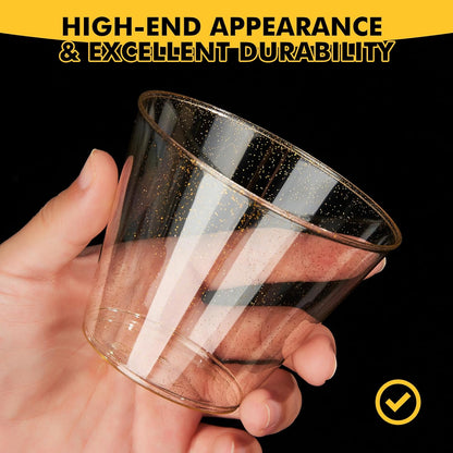 RACETOP 200 Pack 9 oz Clear Plastic Cups for Party, Disposable Clear Cup, Disposable Cups, Wine Glasses Cups, Plastic Cocktail Glasses
