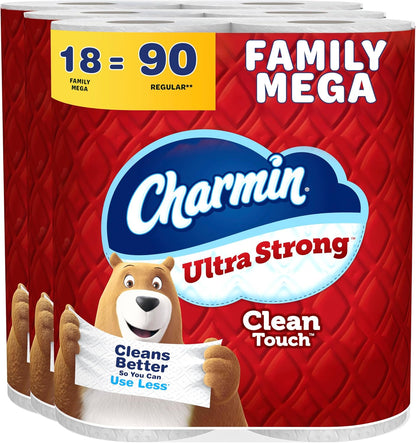 Charmin Ultra Strong Clean Touch Toilet Paper, 24 Family Mega Rolls = 120 Regular Rolls