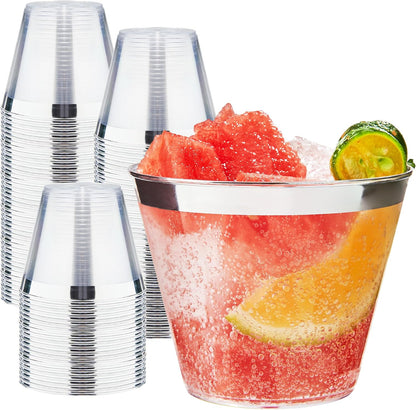 RACETOP 200 Pack 9 oz Clear Plastic Cups for Party, Disposable Clear Cup, Disposable Cups, Wine Glasses Cups, Plastic Cocktail Glasses