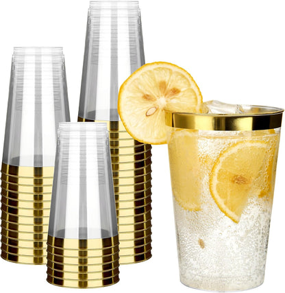 RACETOP 200 Pack 9 oz Clear Plastic Cups for Party, Disposable Clear Cup, Disposable Cups, Wine Glasses Cups, Plastic Cocktail Glasses