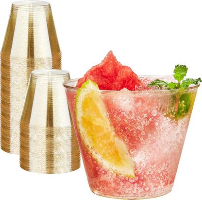 RACETOP 200 Pack 9 oz Clear Plastic Cups for Party, Disposable Clear Cup, Disposable Cups, Wine Glasses Cups, Plastic Cocktail Glasses