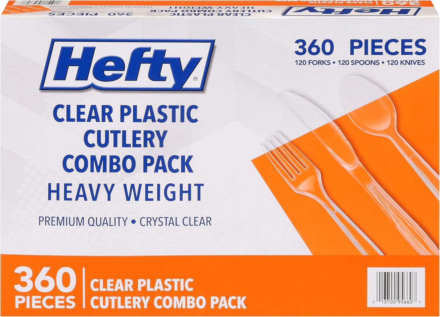 Hefty Heavy Duty Plastic Forks, 300 Count, Bulk Clear Disposable Forks for Offices, Cafeterias, Concession Stands, Restaurants, Large Events, and More