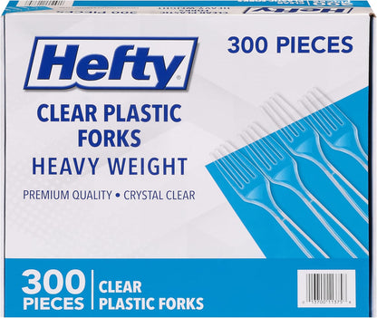 Hefty Heavy Duty Plastic Spoons, 300 Count, Bulk Clear Disposable Spoons for Offices, Cafeterias, Concession Stands, Restaurants, Large Events, and More