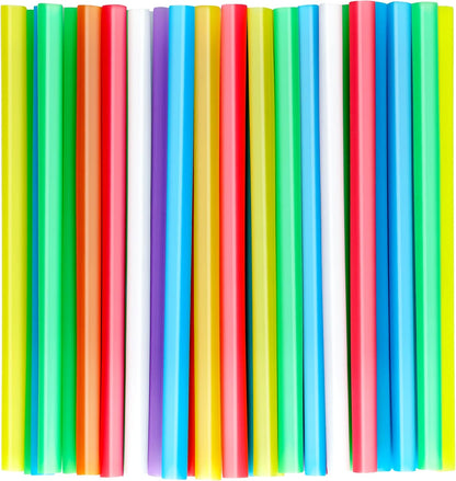 200 PCS Jumbo Smoothie Straws,Colorful Disposable Plastic Large Wide-mouthed Milkshake Straw (0.43" Diameter and 8.2" long) 8 colors mixed