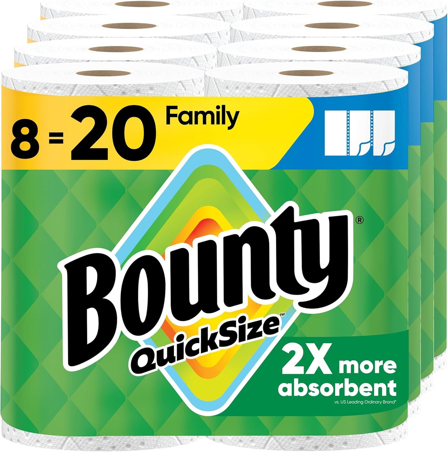 Bounty Quick-Size Paper Towels, White, 12 Family Triple = 40 Regular Rolls