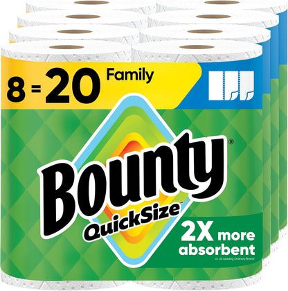 Bounty Quick-Size Paper Towels, White, 12 Family Triple = 40 Regular Rolls