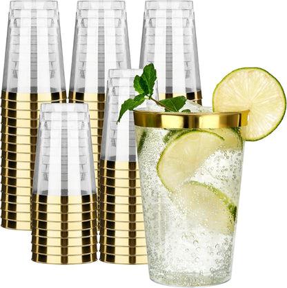 RACETOP 200 Pack 9 oz Clear Plastic Cups for Party, Disposable Clear Cup, Disposable Cups, Wine Glasses Cups, Plastic Cocktail Glasses