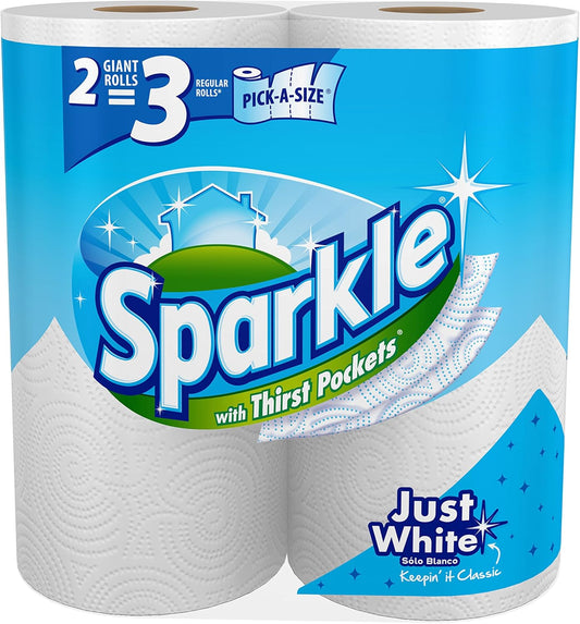 Sparkle Pick-A-Size Paper Towels, 24 Double Rolls (2,640 Sheets Total) - Strong 2-Ply Towels for Kitchen Cleanup and Everyday Messes