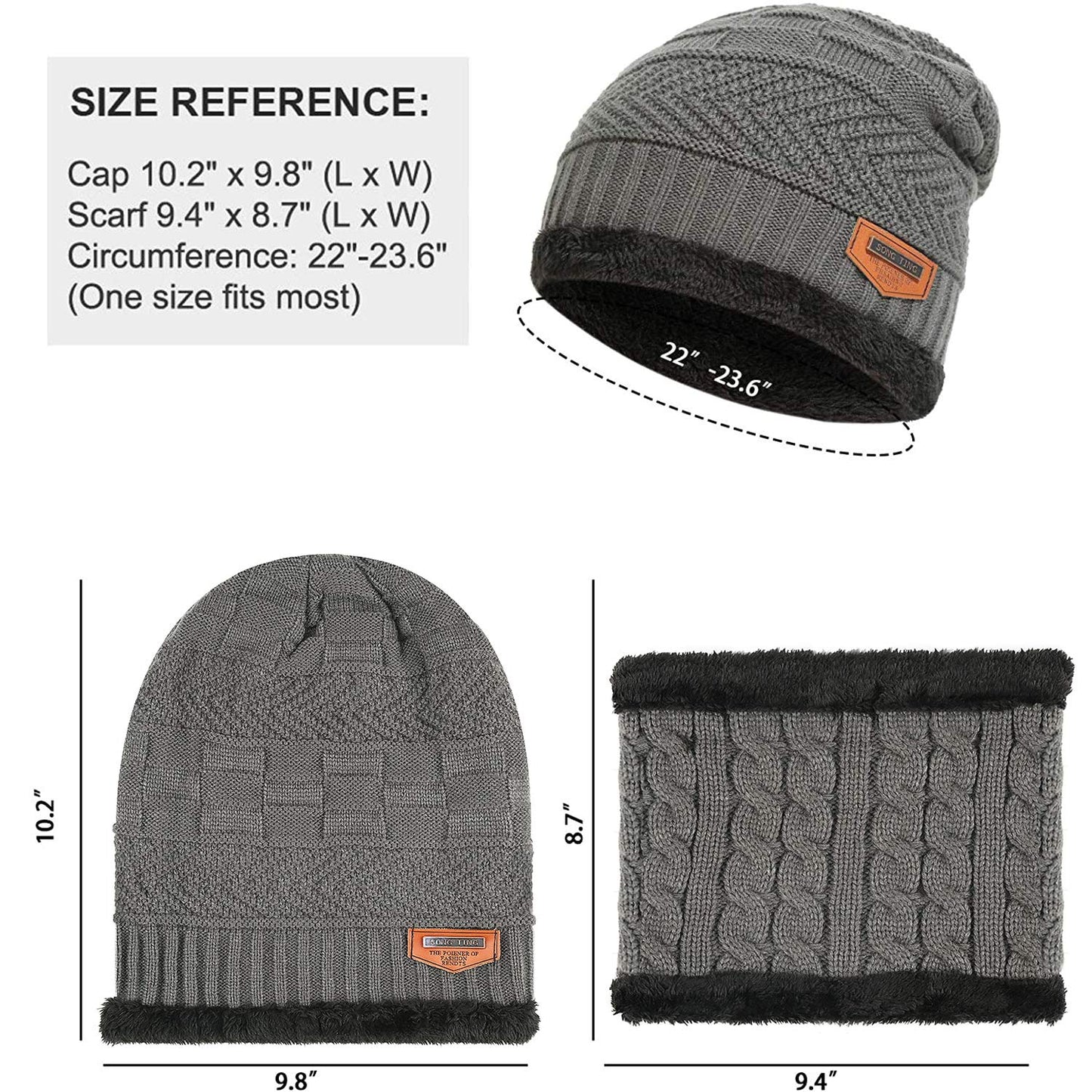 🔥𝗖𝗹𝗲𝗮𝗿𝗮𝗻𝗰𝗲 𝗦𝗮𝗹𝗲🌟Mens Womens Winter Beanie Hat Scarf Set Warm Knit Hat Thick Fleece Lined Winter Cap