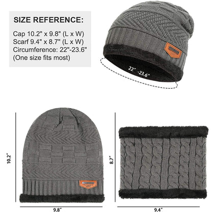🔥𝗖𝗹𝗲𝗮𝗿𝗮𝗻𝗰𝗲 𝗦𝗮𝗹𝗲🌟Mens Womens Winter Beanie Hat Scarf Set Warm Knit Hat Thick Fleece Lined Winter Cap