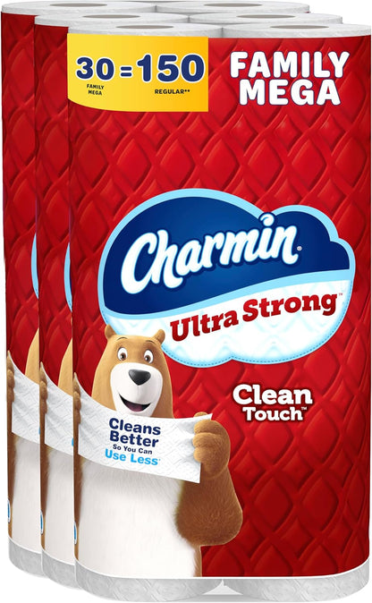 Charmin Ultra Strong Clean Touch Toilet Paper, 24 Family Mega Rolls = 120 Regular Rolls