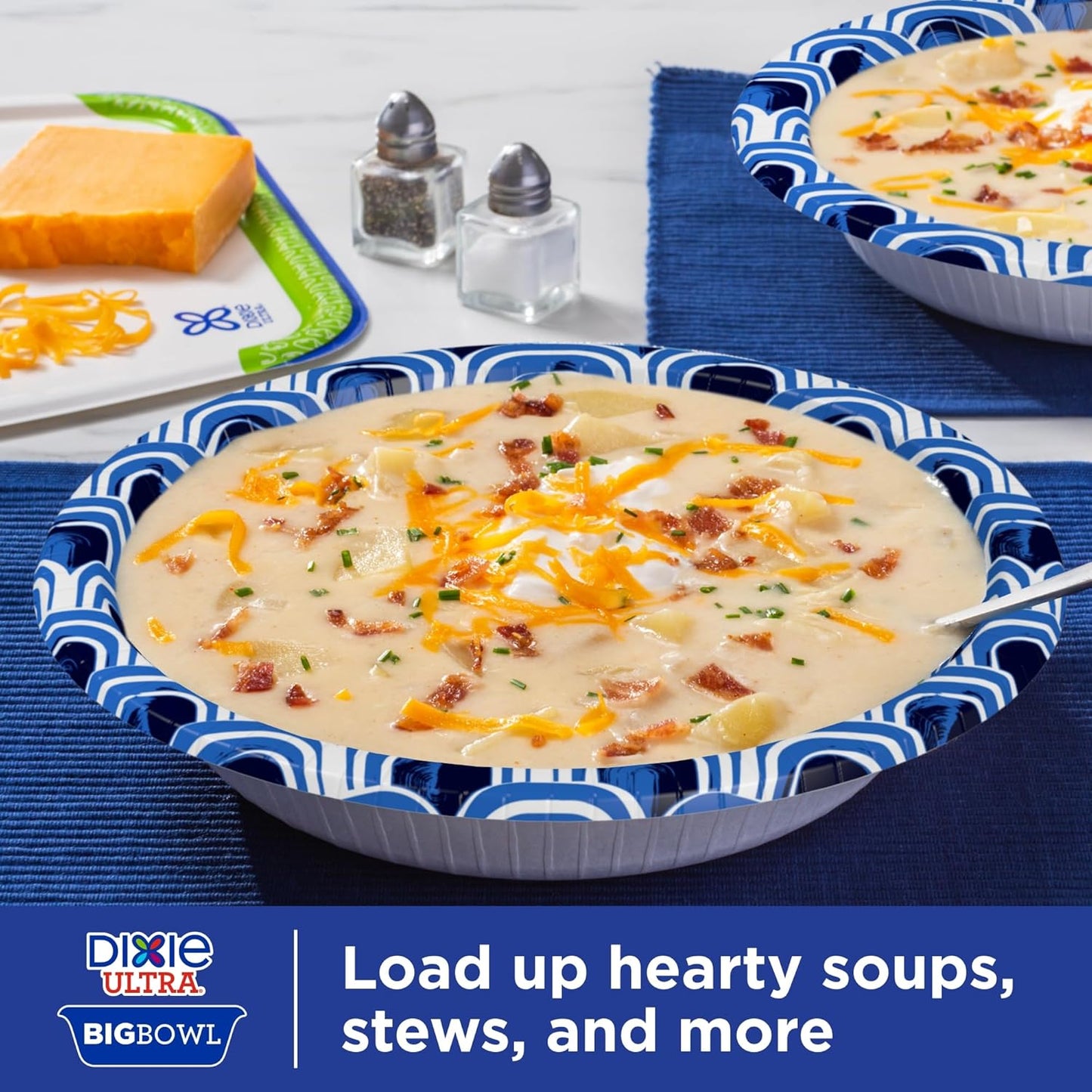 Dixie Ultra Extra Large Paper Bowls, 34 oz, 34 Count, Compostable, Microwave Safe, Disposable Bowls for Heavy Meals, Soups, Stews, and Everyday Use