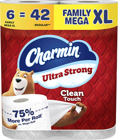Charmin Ultra Strong Clean Touch Toilet Paper, 24 Family Mega Rolls = 120 Regular Rolls