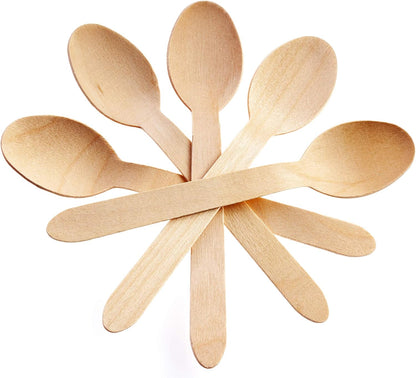 5.5" Disposable Wooden Sporks/Natural Wooden Utensils- Pack of 100ct
