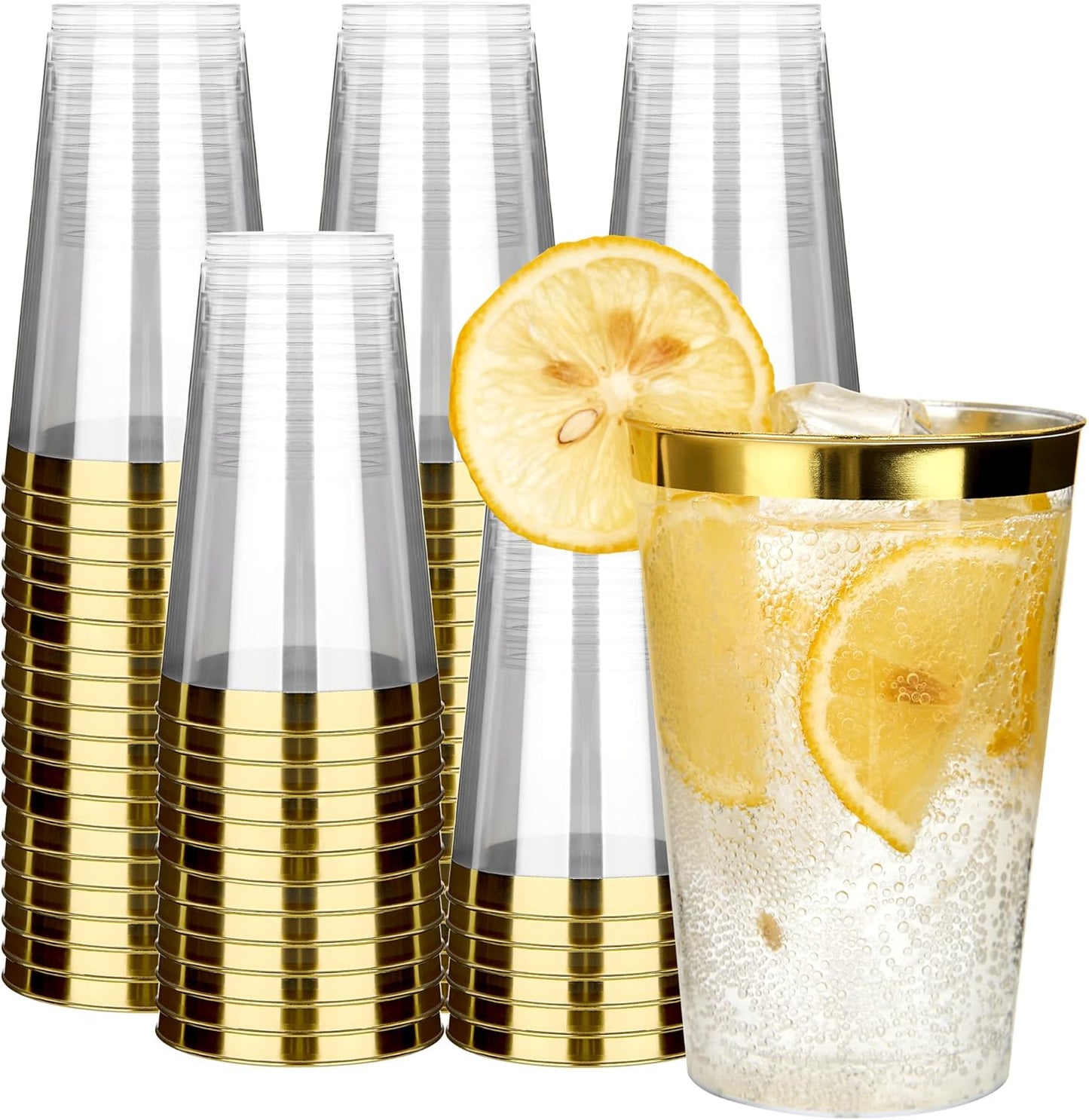 RACETOP 200 Pack 9 oz Clear Plastic Cups for Party, Disposable Clear Cup, Disposable Cups, Wine Glasses Cups, Plastic Cocktail Glasses