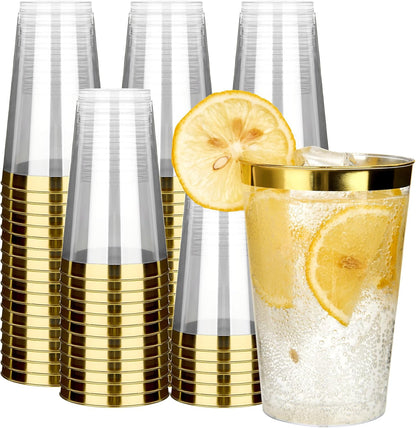 RACETOP 200 Pack 9 oz Clear Plastic Cups for Party, Disposable Clear Cup, Disposable Cups, Wine Glasses Cups, Plastic Cocktail Glasses