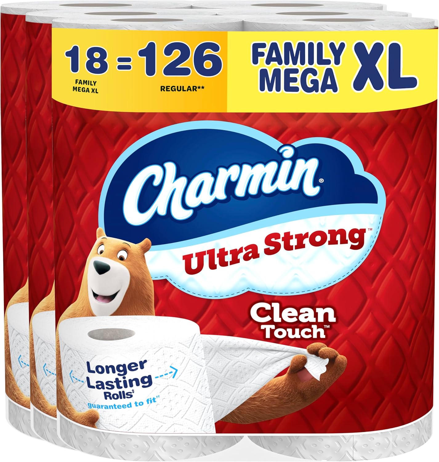Charmin Ultra Strong Clean Touch Toilet Paper, 24 Family Mega Rolls = 120 Regular Rolls