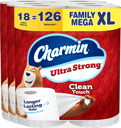 Charmin Ultra Strong Clean Touch Toilet Paper, 24 Family Mega Rolls = 120 Regular Rolls