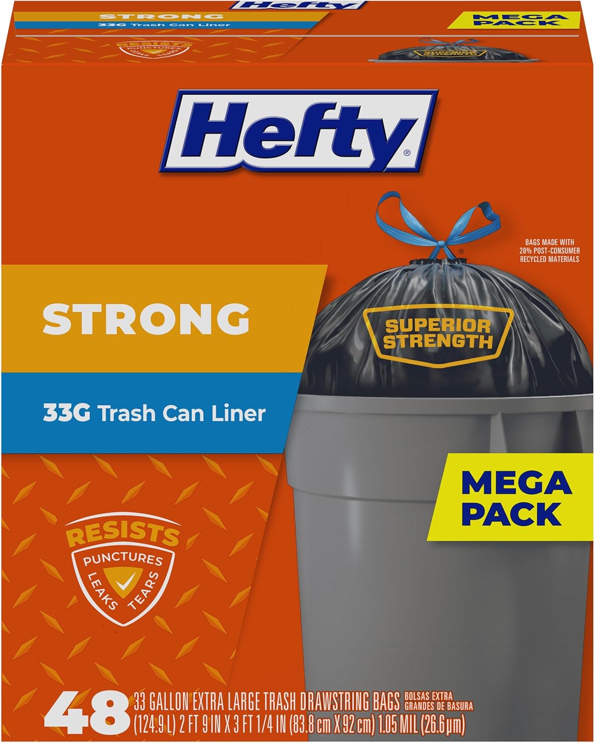 Hefty Strong Lawn & Leaf Trash Bags, 39 Gallon, 38 Count