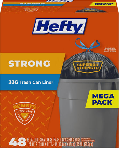 Hefty Strong Lawn & Leaf Trash Bags, 39 Gallon, 38 Count