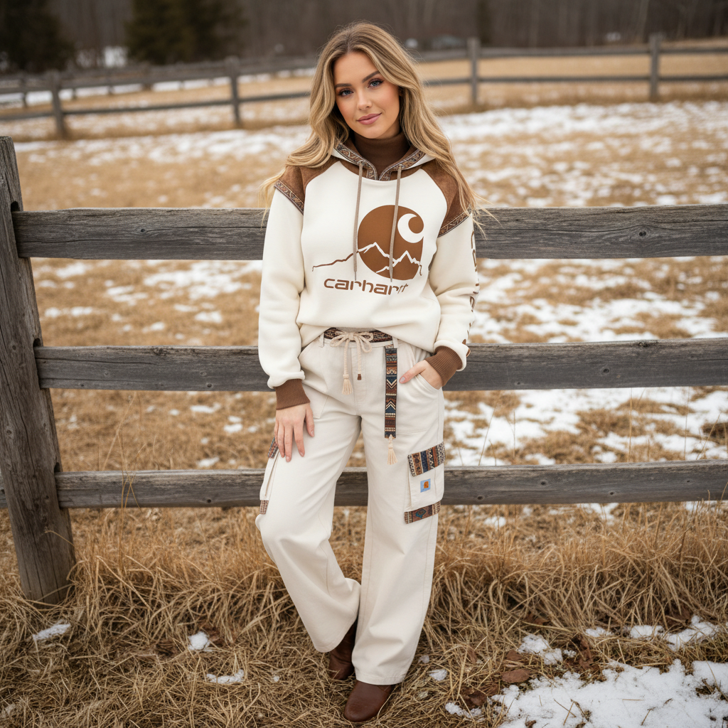 🔥𝗖𝗹𝗲𝗮𝗿𝗮𝗻𝗰𝗲 𝗦𝗮𝗹𝗲🌟Women's Retro Ethnic Style Stand Collar Hooded Sweatshirt set