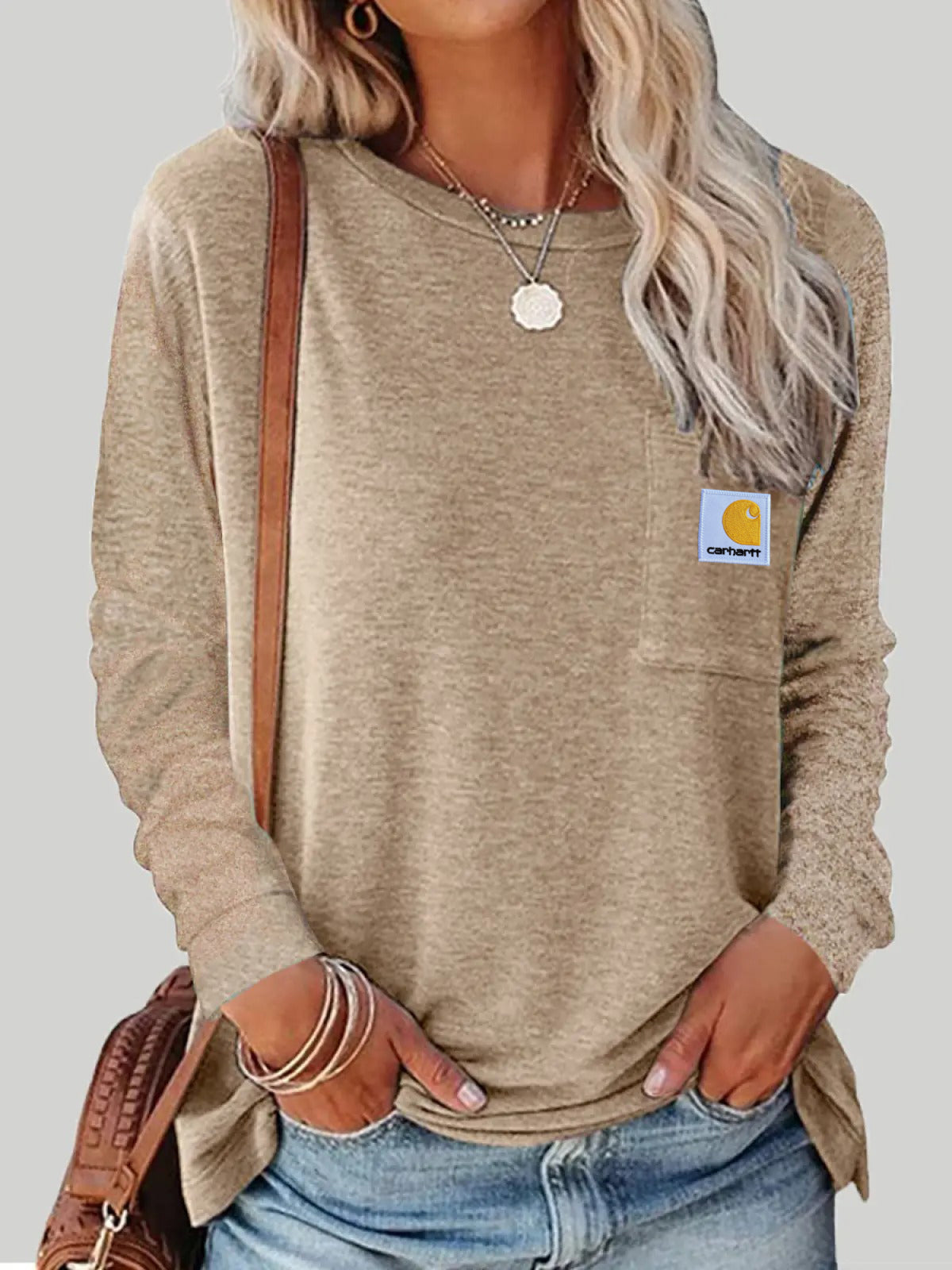 🔥𝗖𝗹𝗲𝗮𝗿𝗮𝗻𝗰𝗲 𝗦𝗮𝗹𝗲🌟Round Neck Long Sleeve Casual Loose Ladies T-Shirt