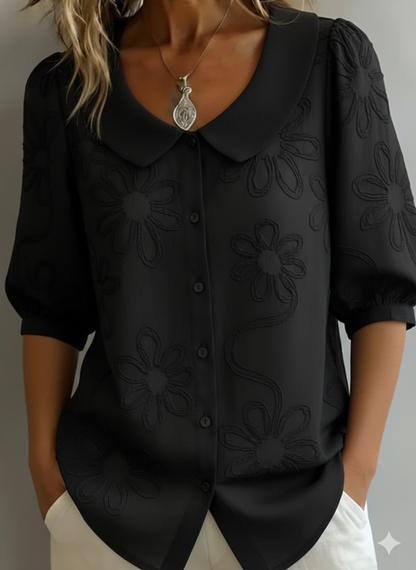 🔥Summer Arrivals🌟Vintage Peter Pan Collar Embroidered Floral Shirt