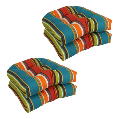 19-inch Rounded Back Indoor/Outdoor Chair Cushions (Set of 4) - 19" x 19"