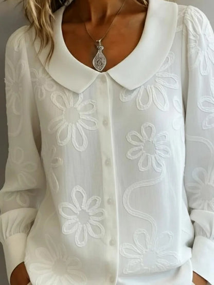🔥Summer Arrivals🌟Vintage Peter Pan Collar Embroidered Floral Shirt