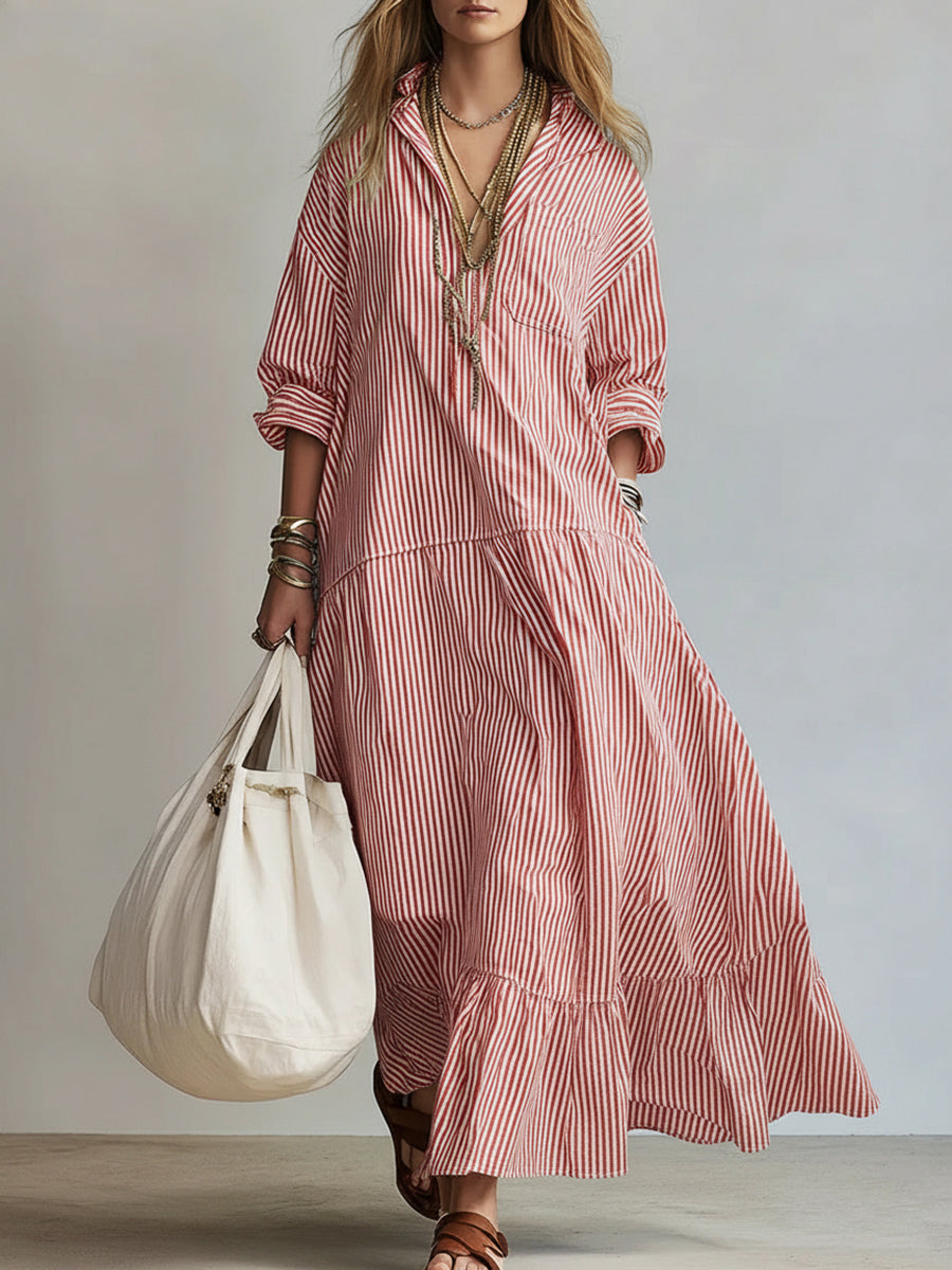 🔥Summer Arrivals🌟Women's Casual Striped Loose-fitting Dress