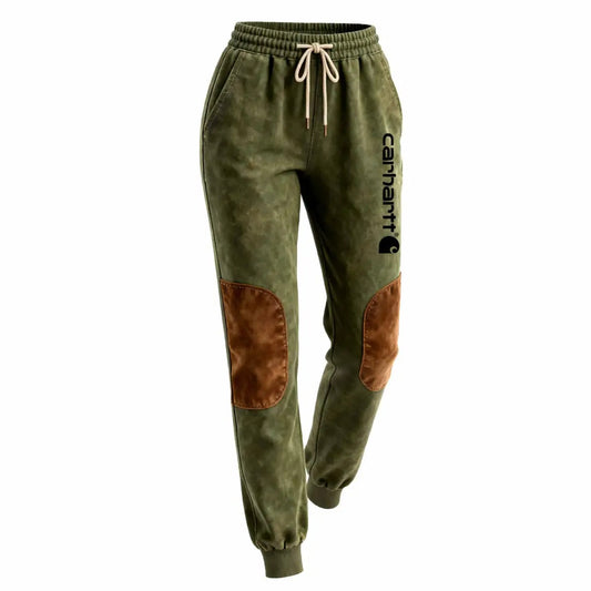 🔥𝗖𝗹𝗲𝗮𝗿𝗮𝗻𝗰𝗲 𝗦𝗮𝗹𝗲🌟Women's Vintage Olive Green And Brown Suede Pocket Hoodie And Sweatpants Jogger Set