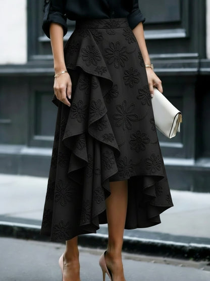 🔥Summer Arrivals🌟Elegant Romantic Ruffled Hem Floral Embroidery Skirt