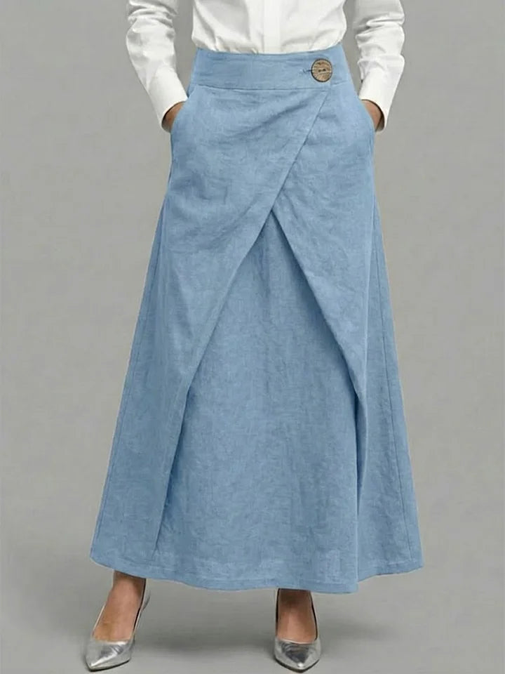 🔥Summer Arrivals🌟Women's Elastic Waist Casual Loose Cotton And Linen Midi Skirt